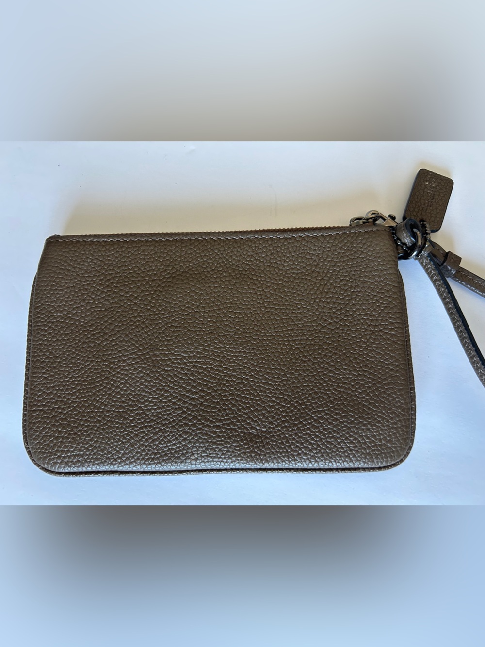 Coach Western RivetsTaupe Pebble Leather Studded Wristlet Pouch Celestial - Picture 4 of 5